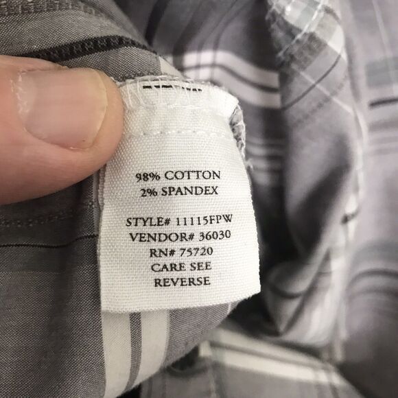 BKE Shirt Mens Long Sleeve Size XXL Slim Fit Stretch Gray Plaid Metal Button - Picture 4 of 7